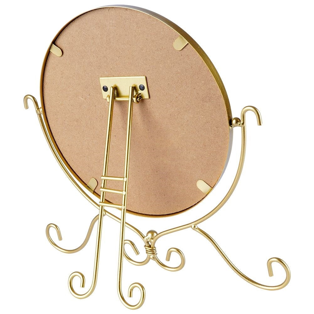 Round Make-up Mirror on Stand in Stylish Gold Shade