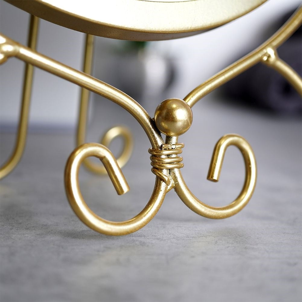 Round Make-up Mirror on Stand in Stylish Gold Shade