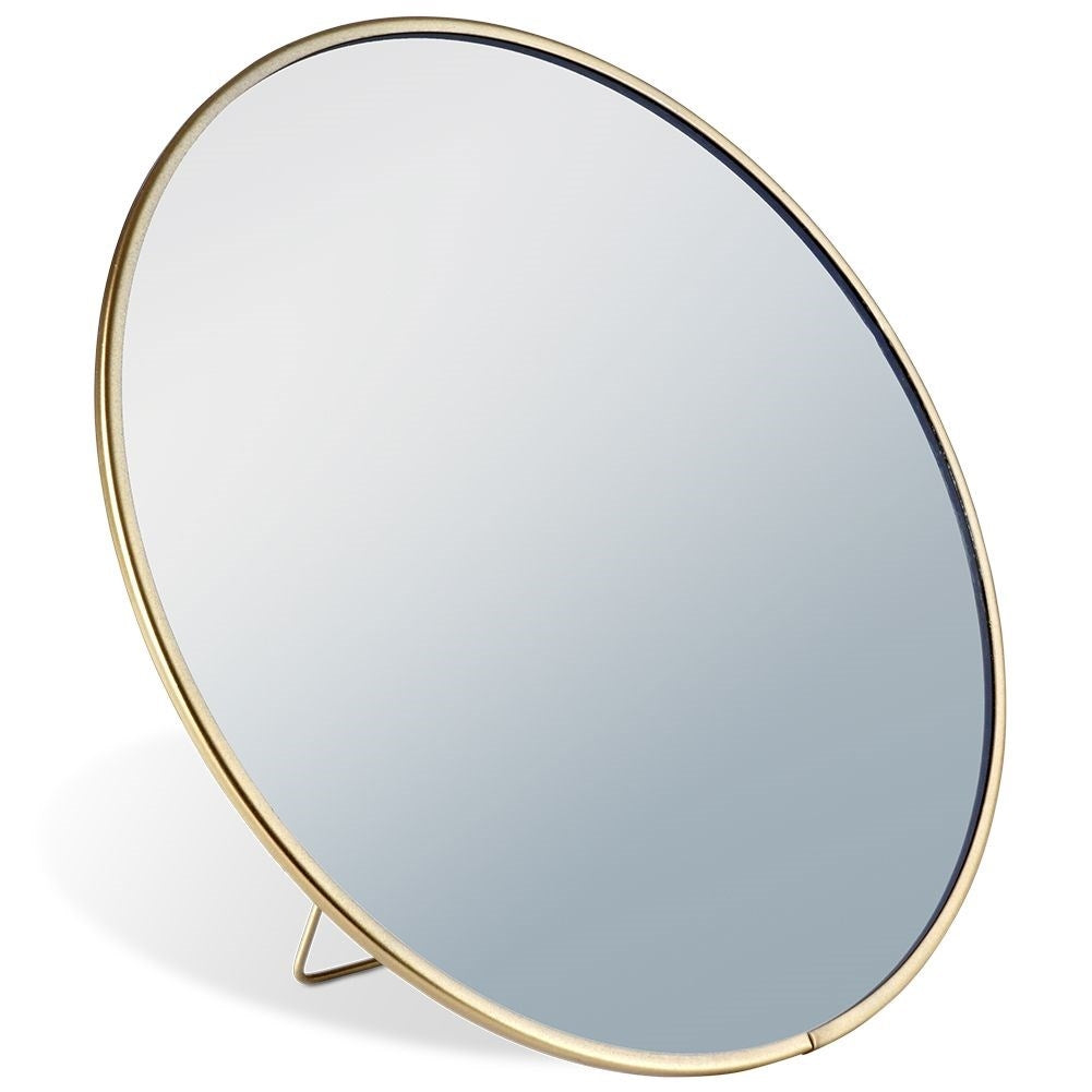 Round Make-up Mirror with Stand in Elegant Golden Color