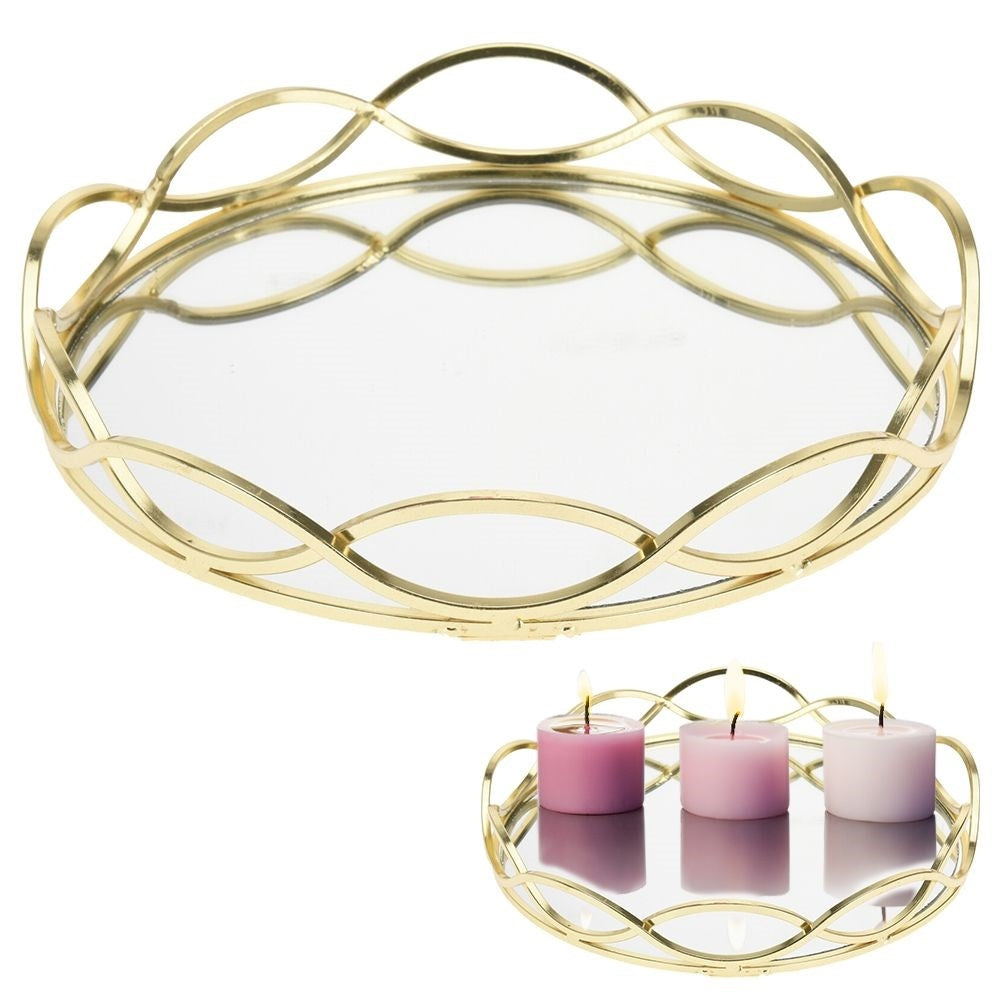 Round Mirror Tray 23 cm - Elegant Decoration for Light