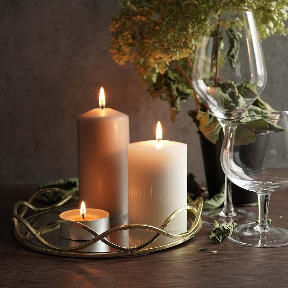 Round Mirror Tray 23 cm - Elegant Decoration for Light