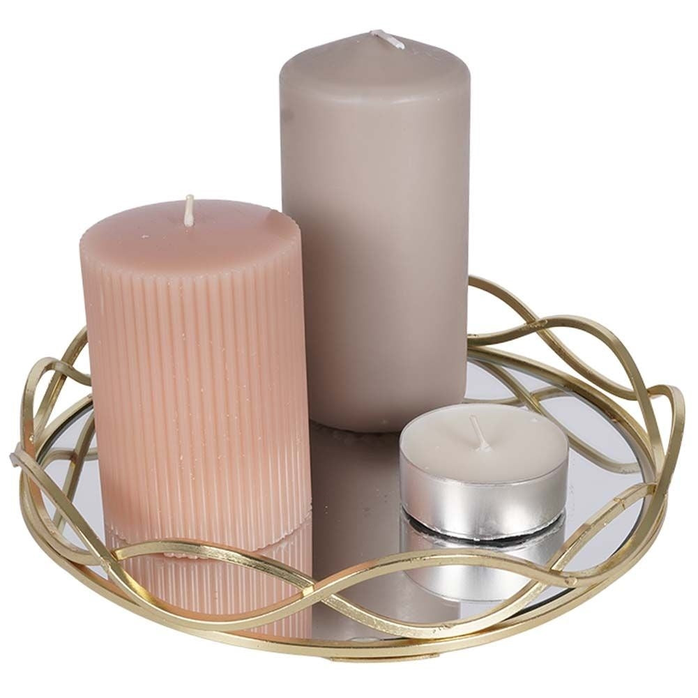 Round Mirror Tray 23 cm - Elegant Decoration for Light