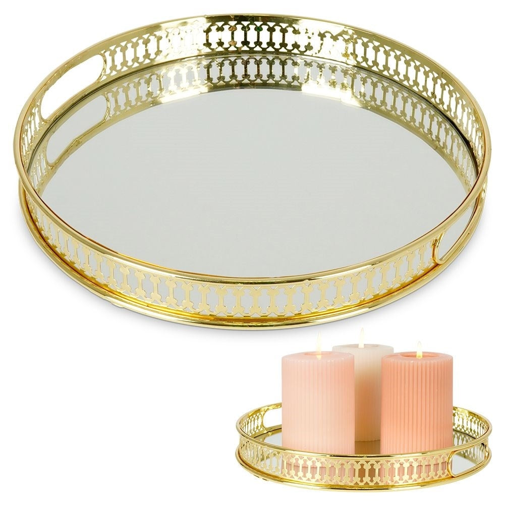 Round Mirror Tray 25.5 cm - Luxurious Decoration for Light