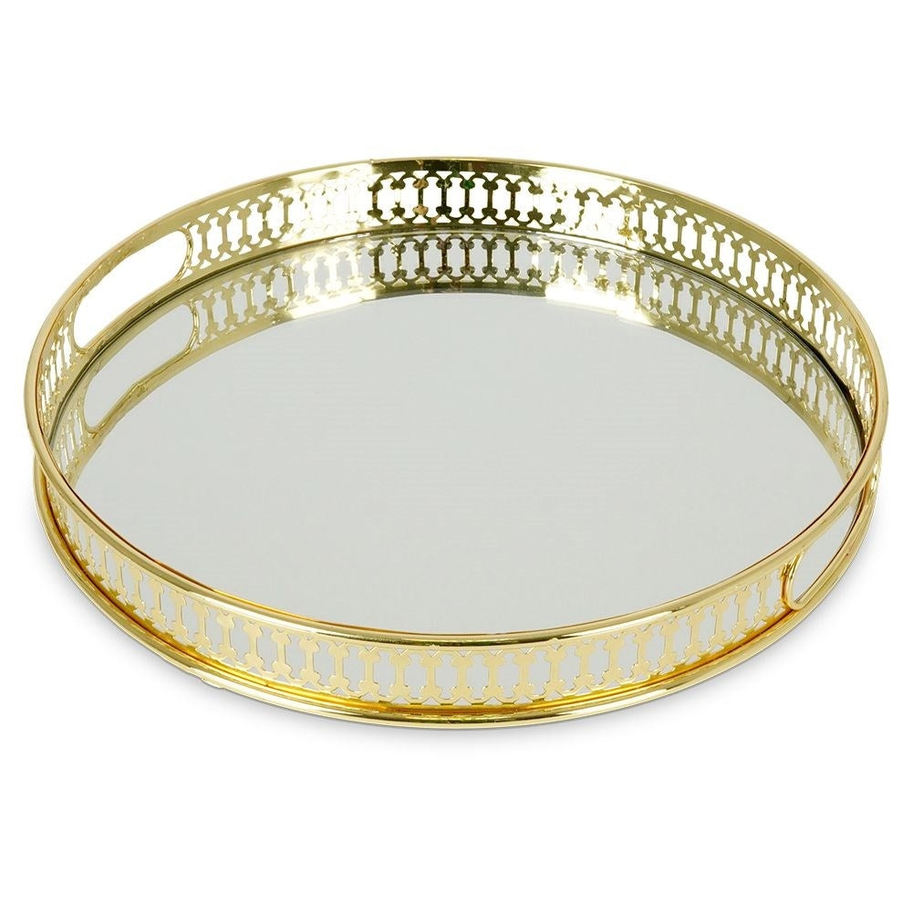 Round Mirror Tray 25.5 cm - Luxurious Decoration for Light