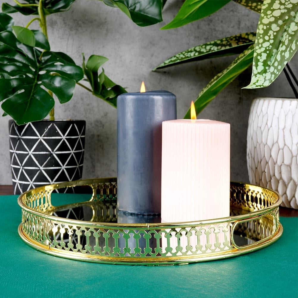 Round Mirror Tray 25.5 cm - Luxurious Decoration for Light