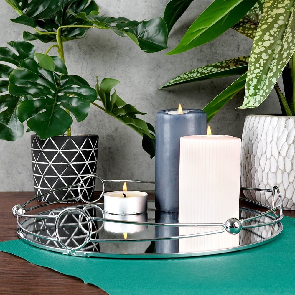 Round Mirror Tray for Candlesticks - 31 cm Diameter