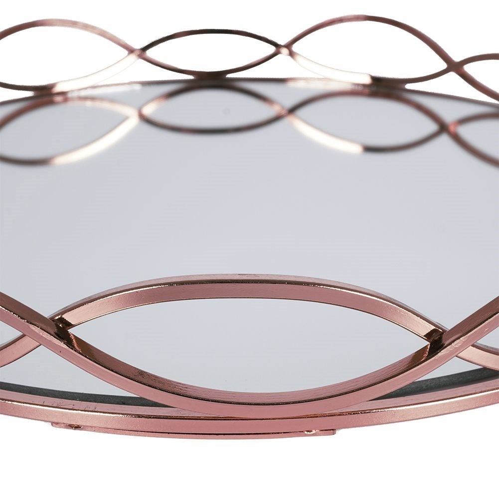Round Mirror Tray in Copper for Stylish Light Decoration