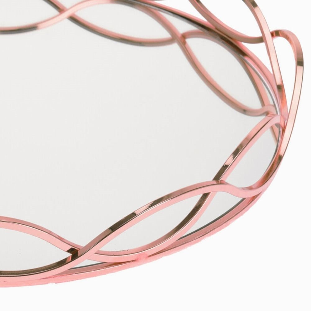 Round Mirror Tray in Copper for Stylish Light Decoration