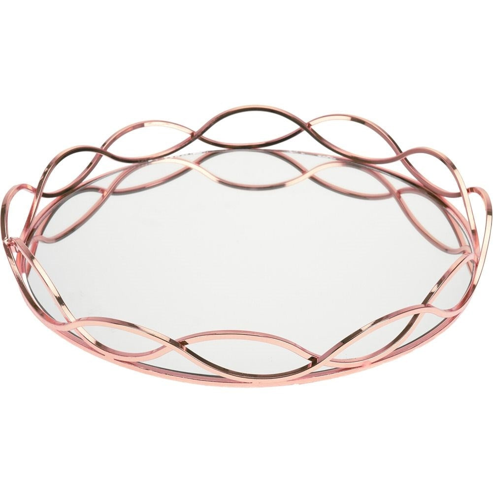 Round Mirror Tray in Copper for Stylish Light Decoration