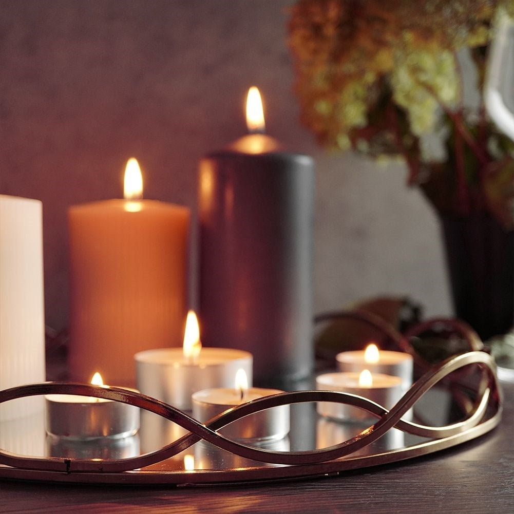 Round Mirror Tray in Copper for Stylish Light Decoration