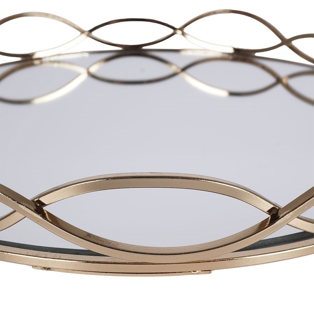 Round Mirror Tray in Gold and Mirror Glass for Light