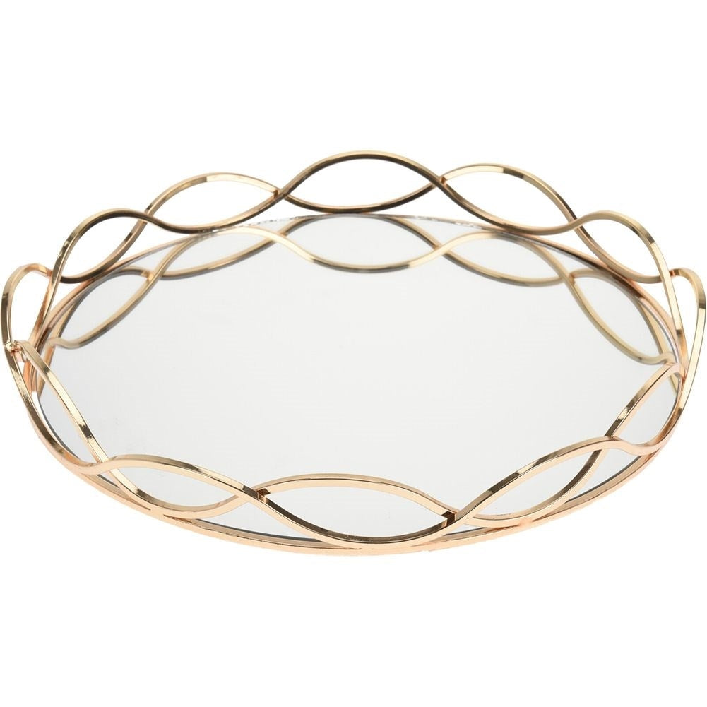 Round Mirror Tray in Gold and Mirror Glass for Light