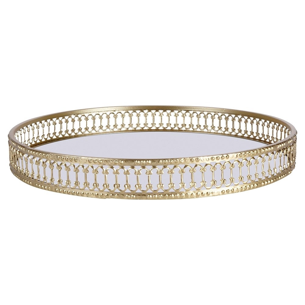Round Mirror Tray in Gold for Elegant Interiors