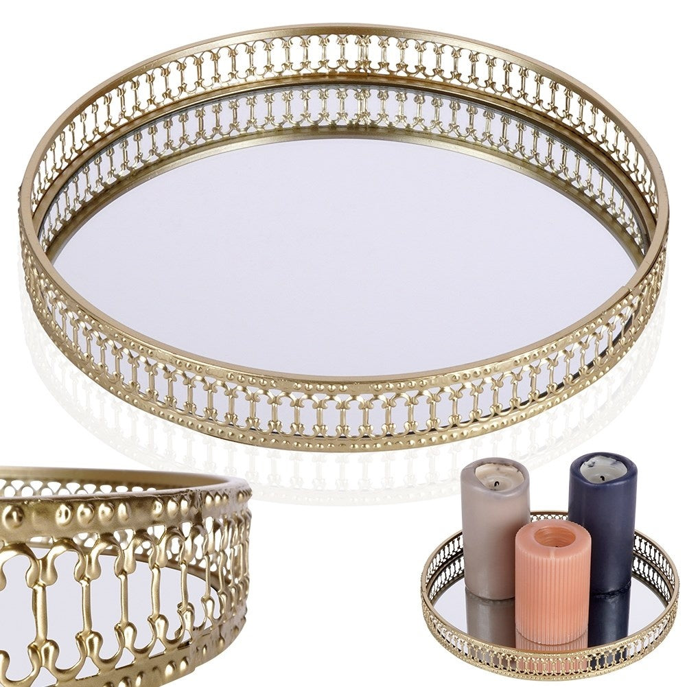 Round Mirror Tray in Gold for Elegant Interiors