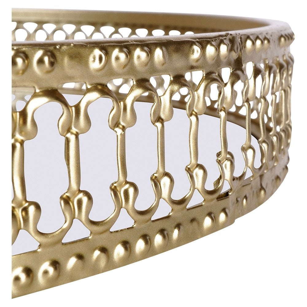 Round Mirror Tray in Gold for Elegant Interiors