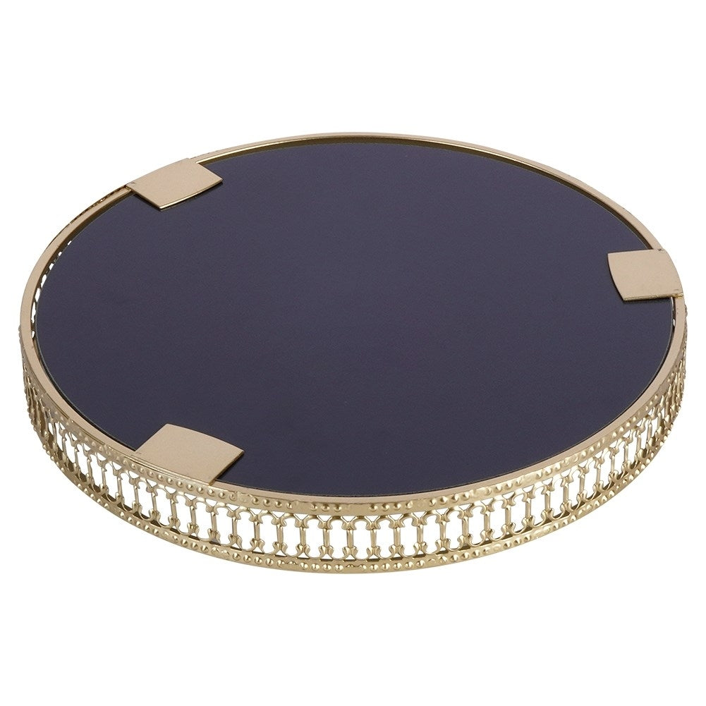 Round Mirror Tray in Gold for Elegant Interiors