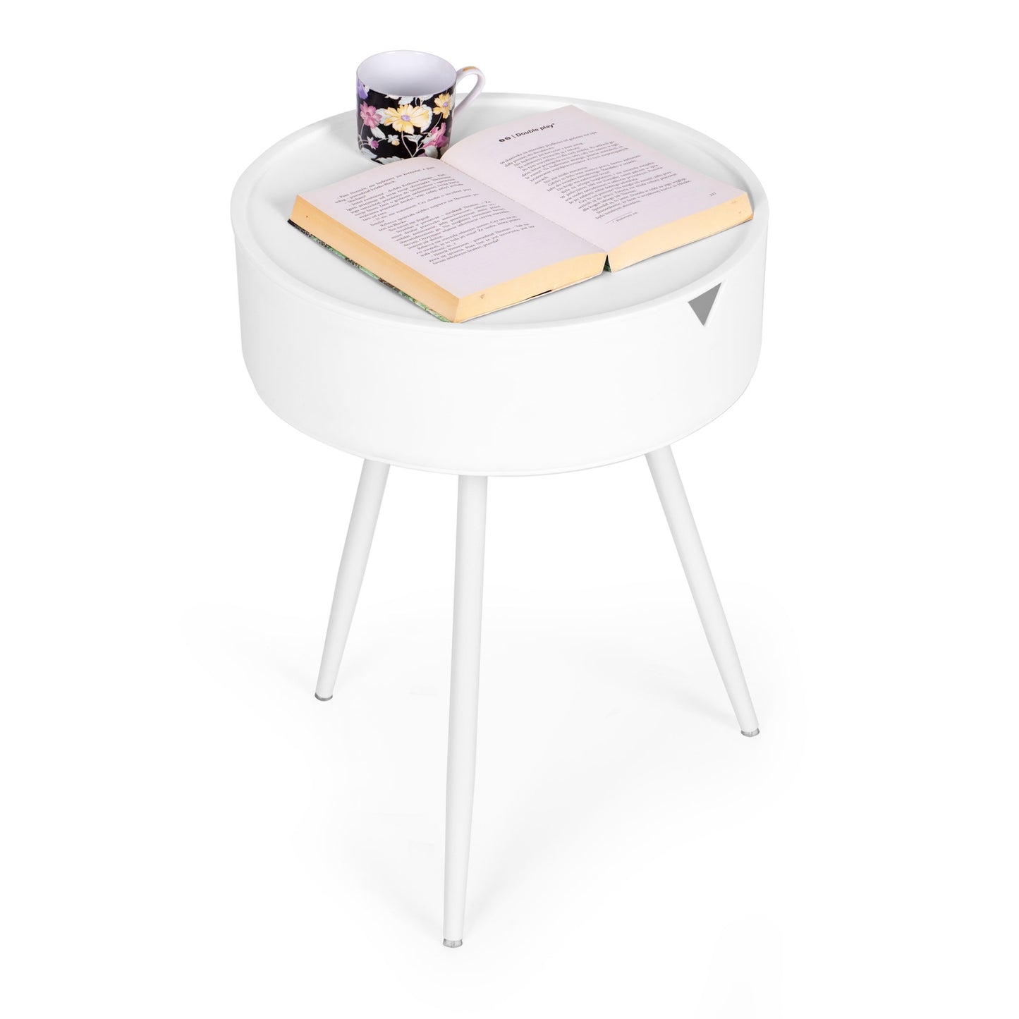 Round Nightstand with Removable Plastic Top - ModernHome