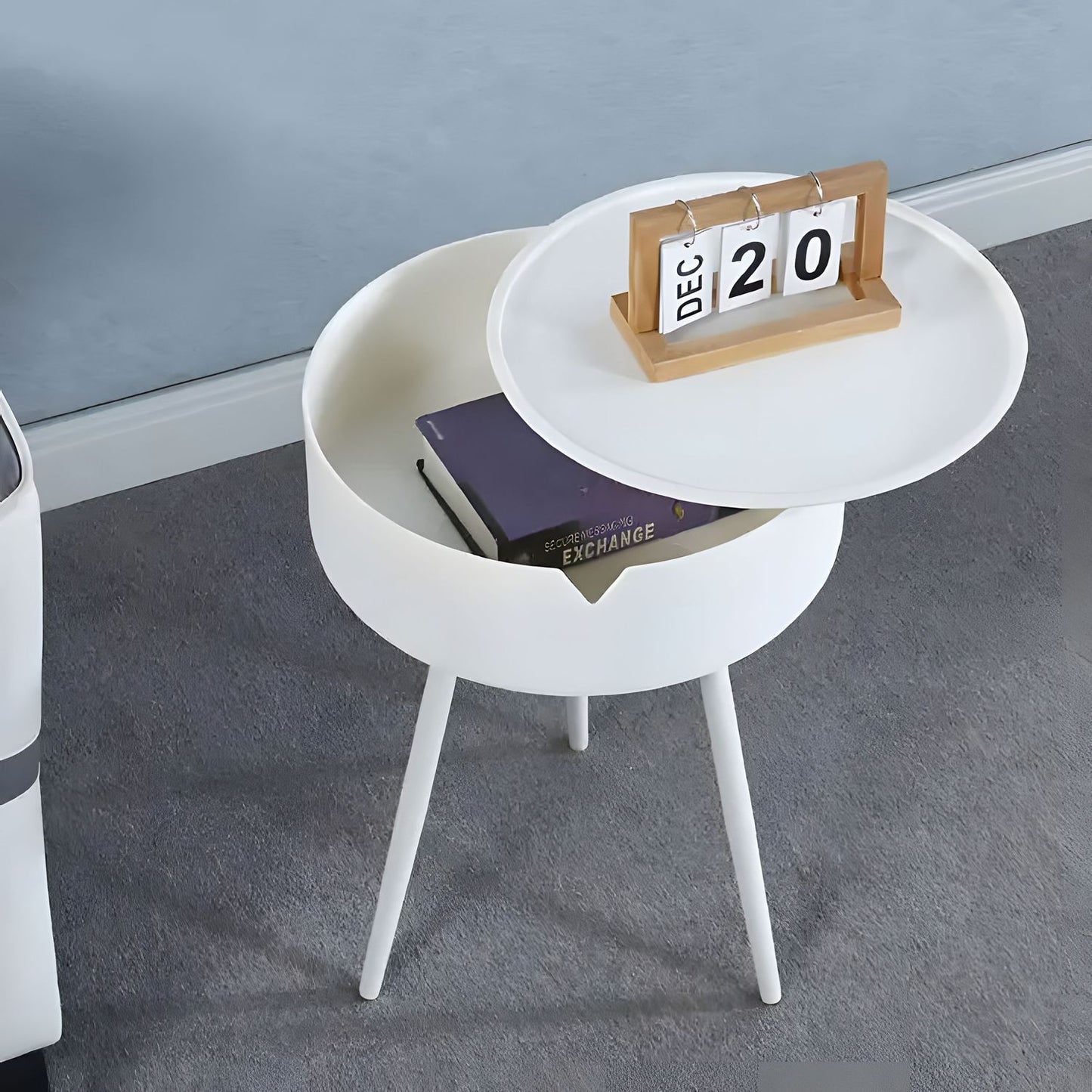 Round Nightstand with Removable Plastic Top - ModernHome
