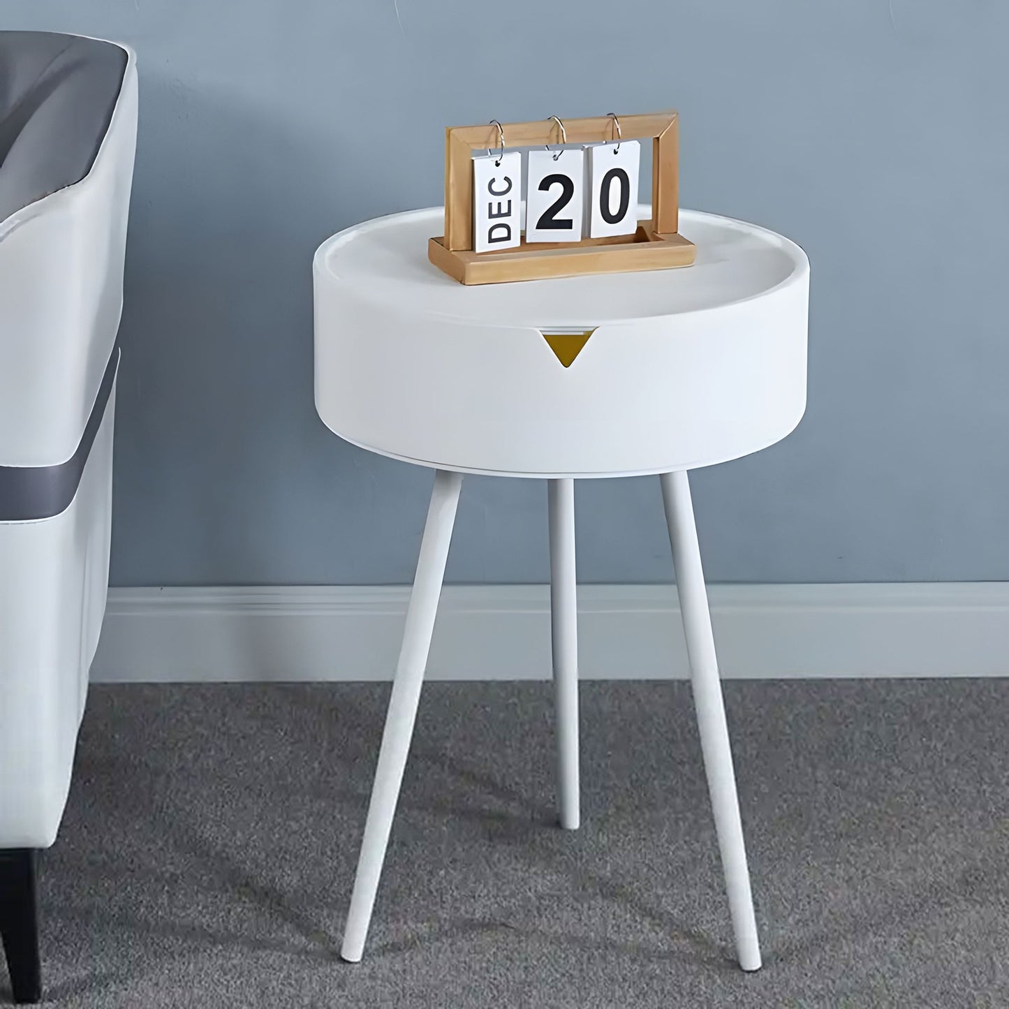 Round Nightstand with Removable Plastic Top - ModernHome