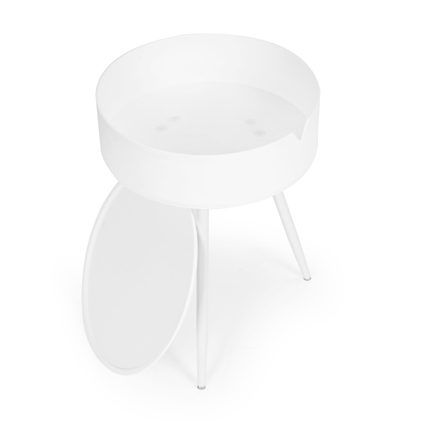 Round Nightstand with Removable Plastic Top - ModernHome
