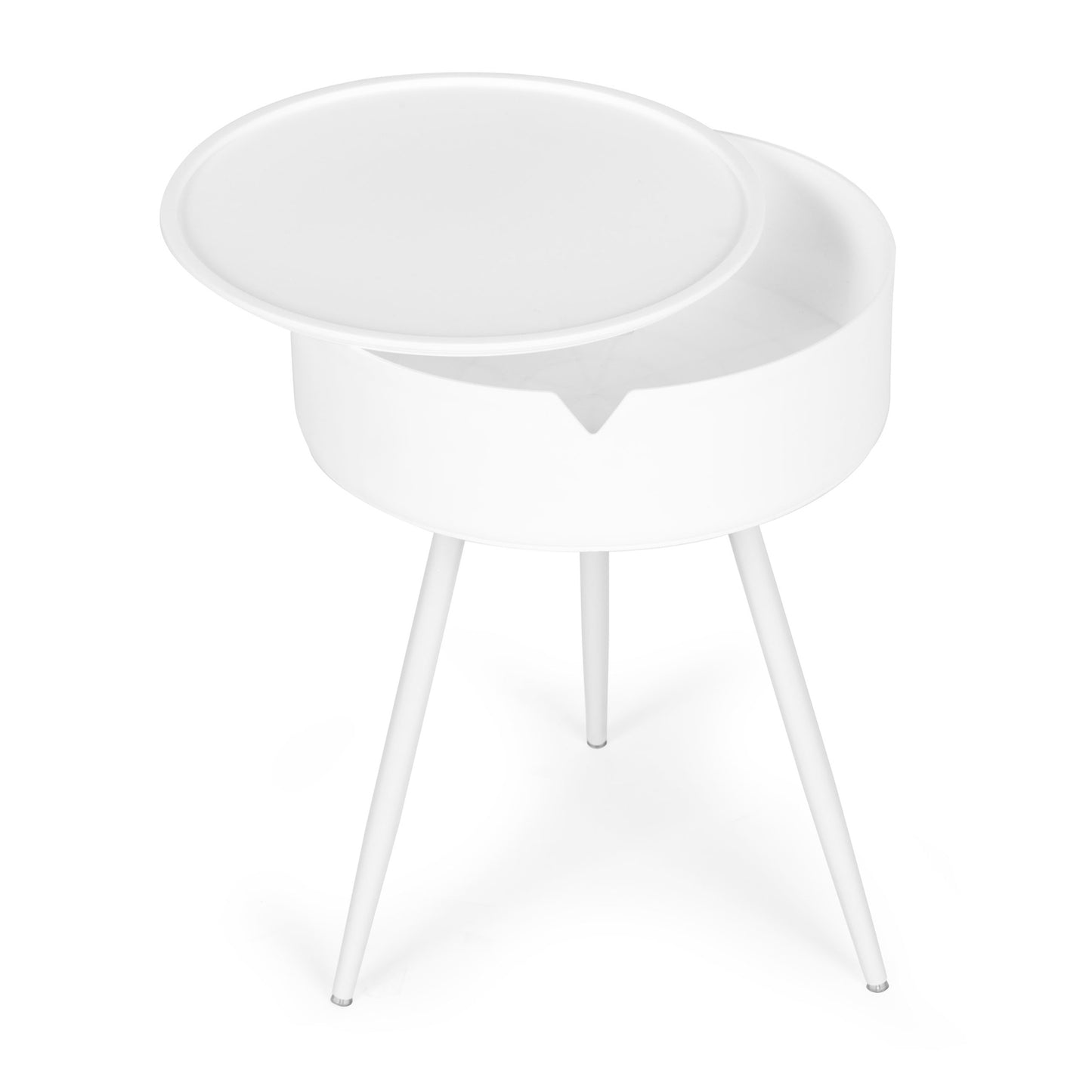 Round Nightstand with Removable Plastic Top - ModernHome