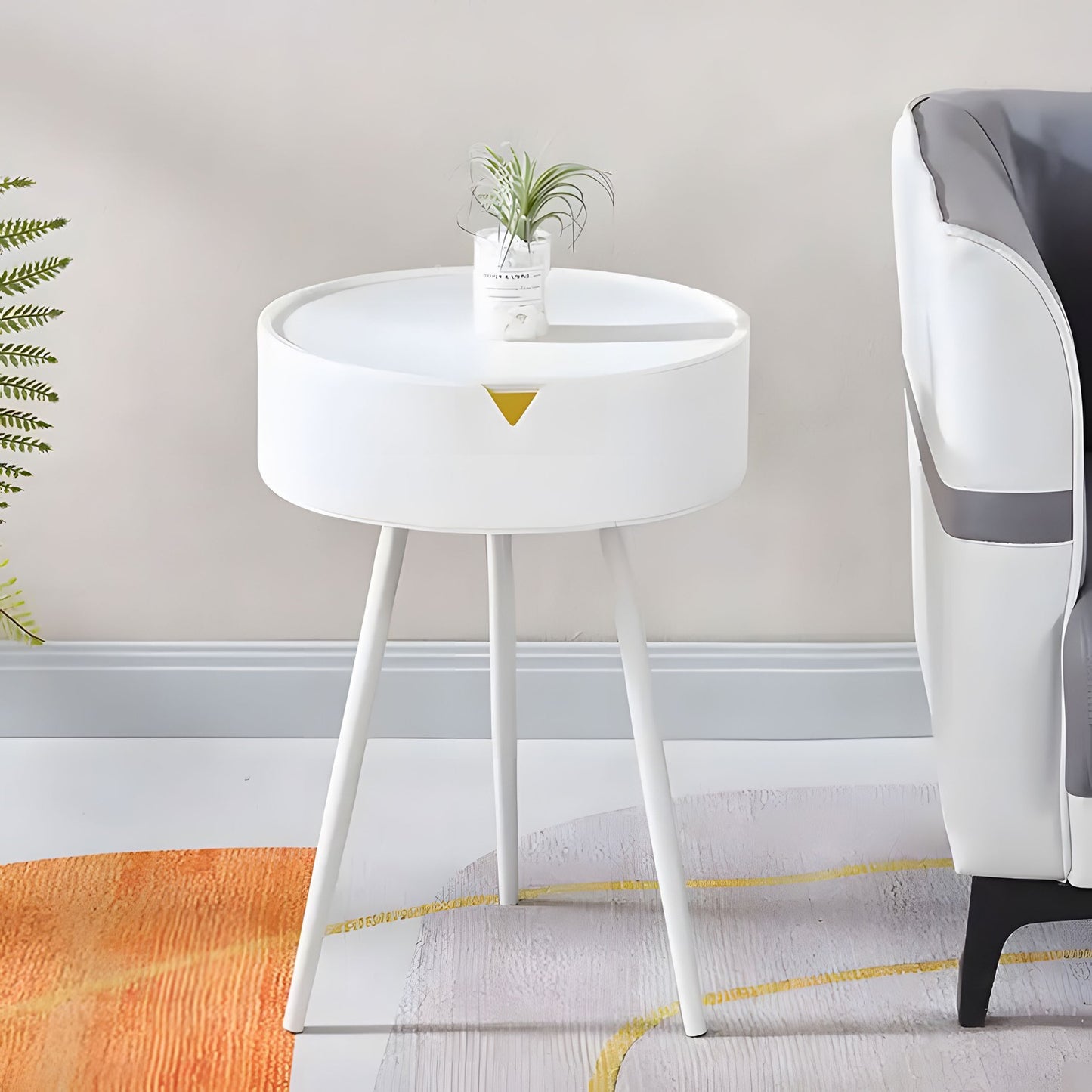 Round Nightstand with Removable Plastic Top - ModernHome