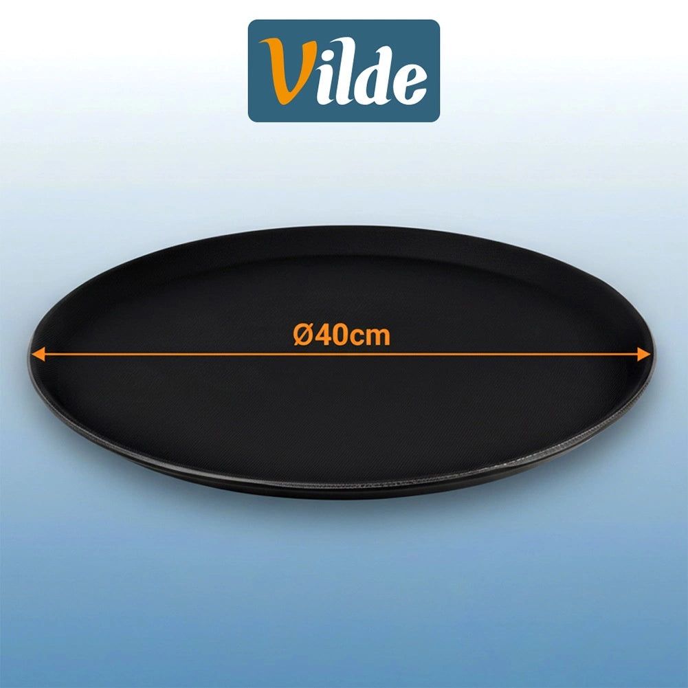 Round Non-Slip Waiter's Tray, Black, 40 cm