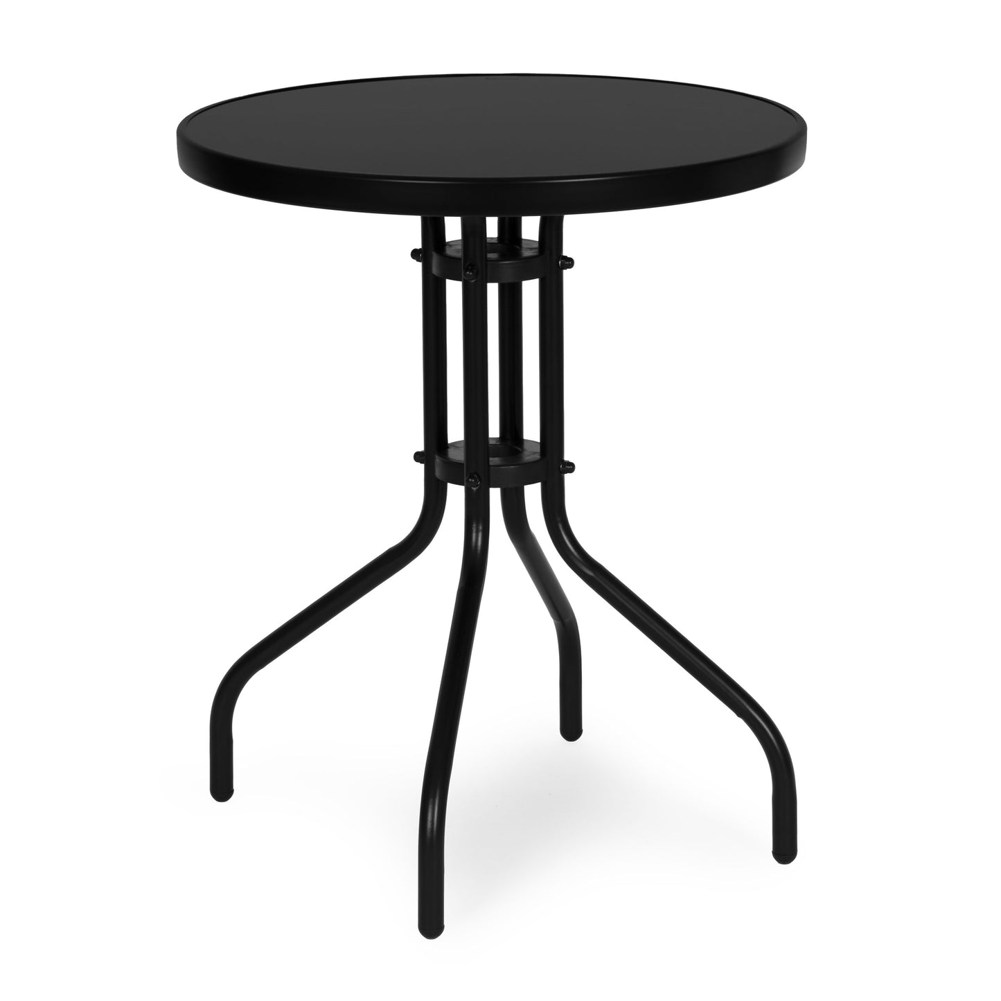 Round Tempered Glass Garden Table, 60 cm, Black