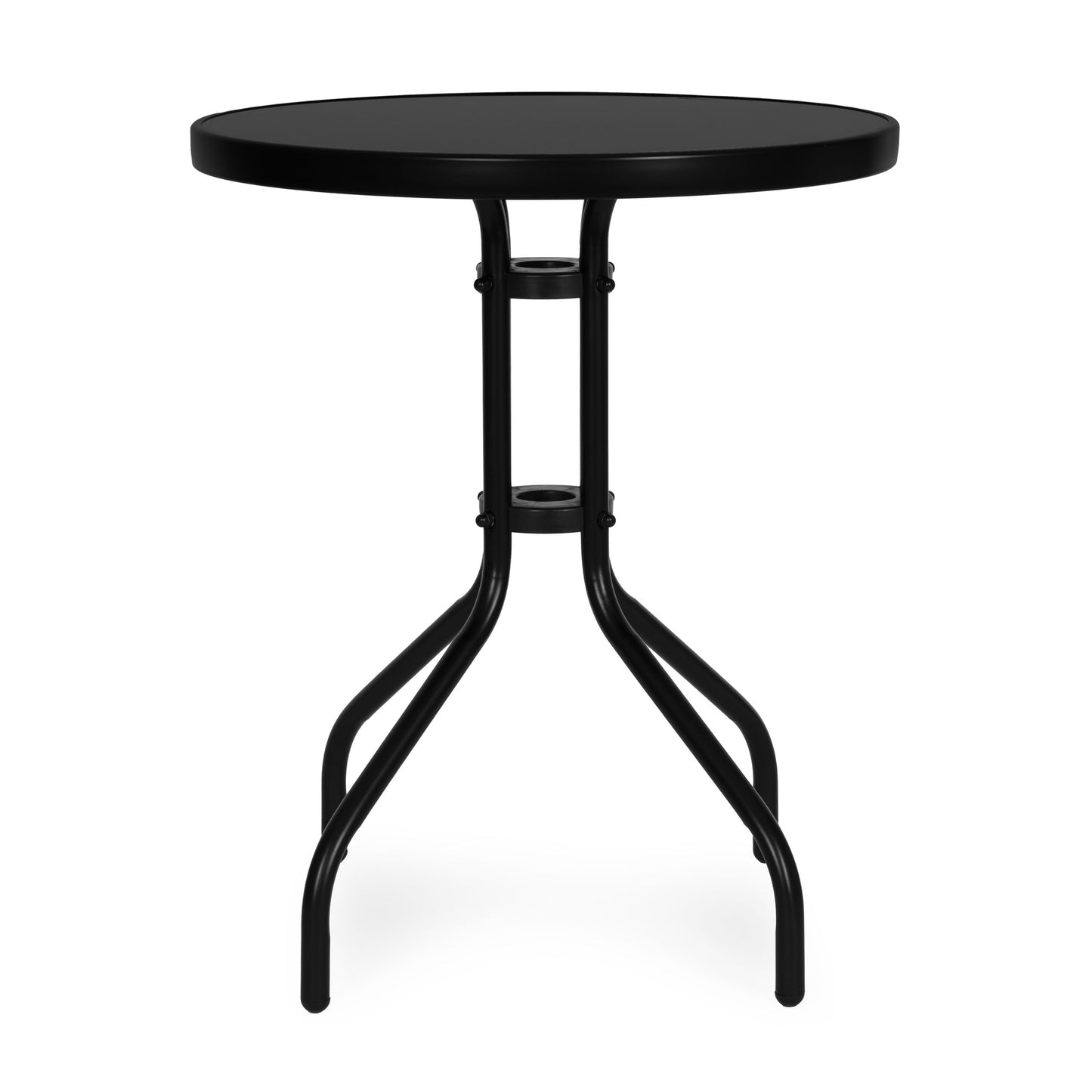 Round Tempered Glass Garden Table, 60 cm, Black
