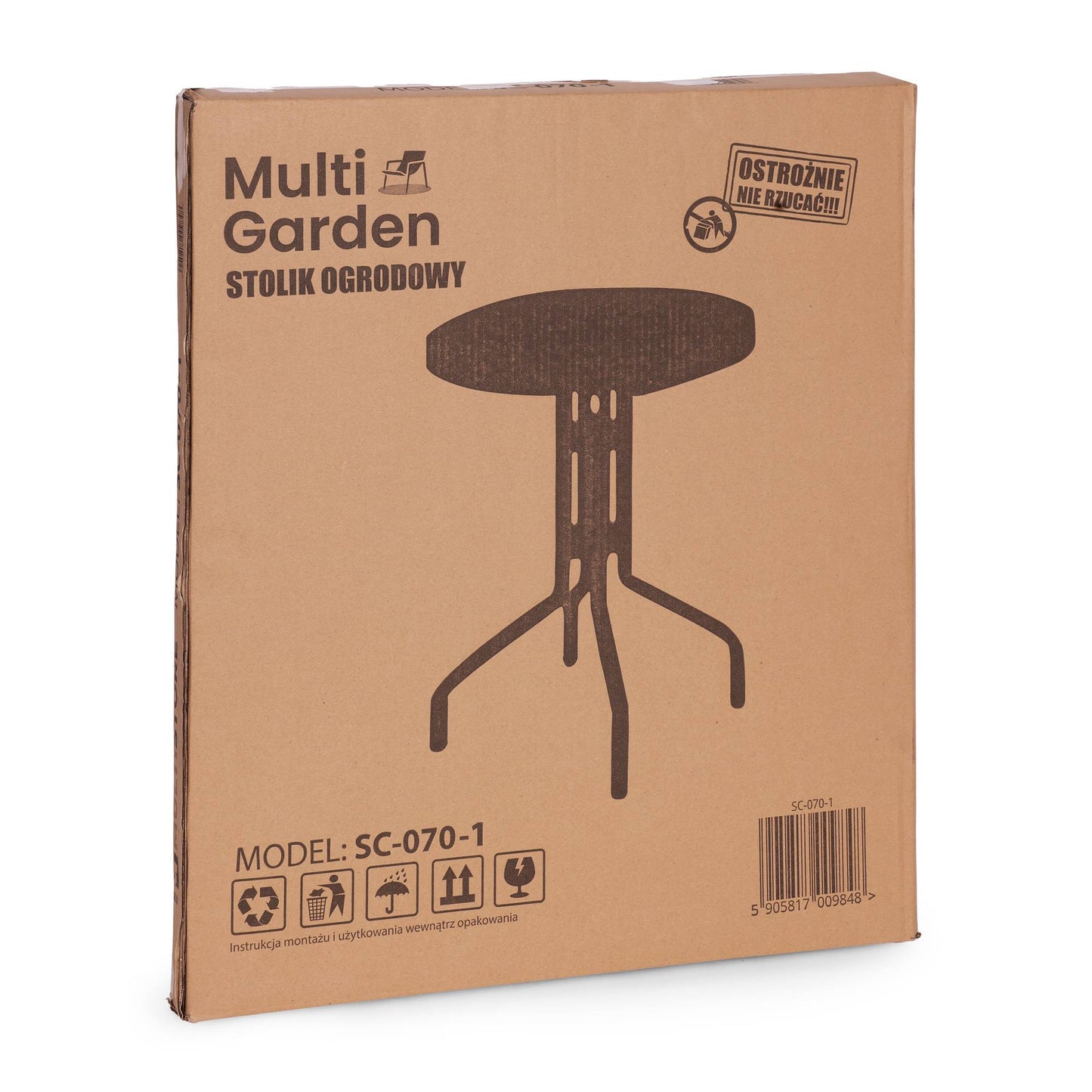 Round Tempered Glass Garden Table, 60 cm, Black