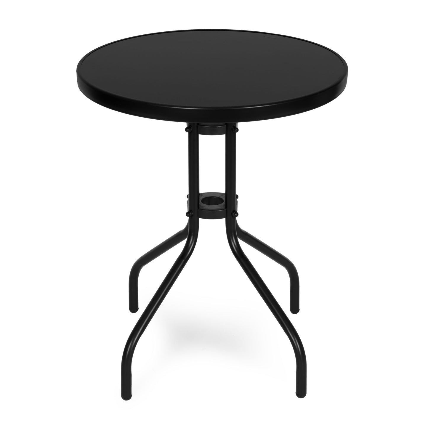 Round Tempered Glass Garden Table, 60 cm, Black