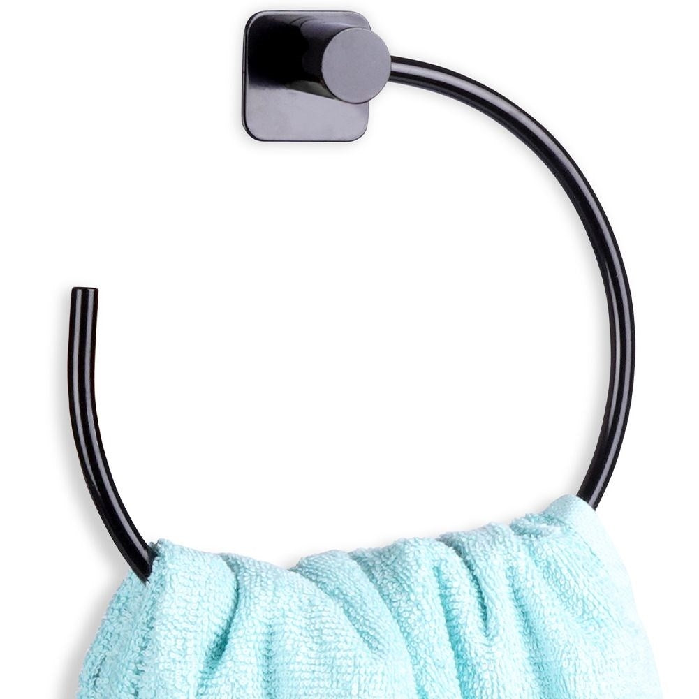 Round Towel Hanger in Black Carbon Steel for Bathroom