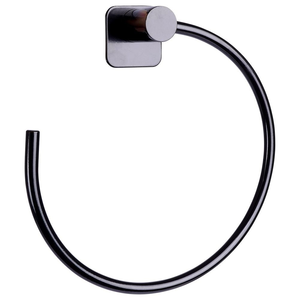 Round Towel Hanger in Black Carbon Steel for Bathroom