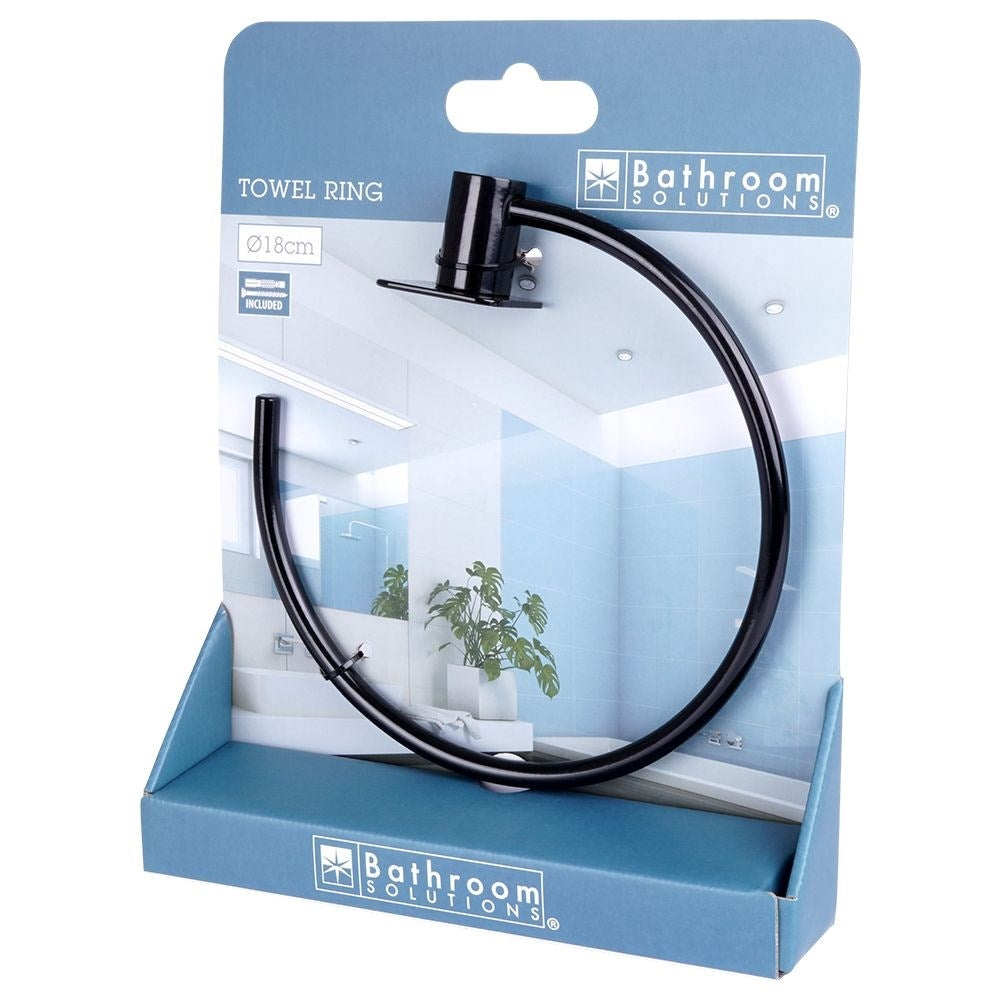 Round Towel Hanger in Black Carbon Steel for Bathroom