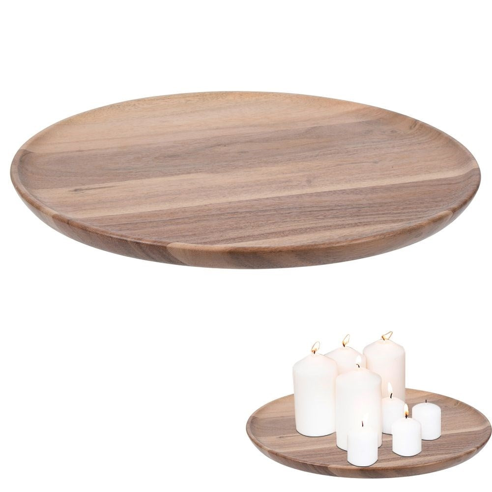 Round acacia tray – elegant underlay for decorations