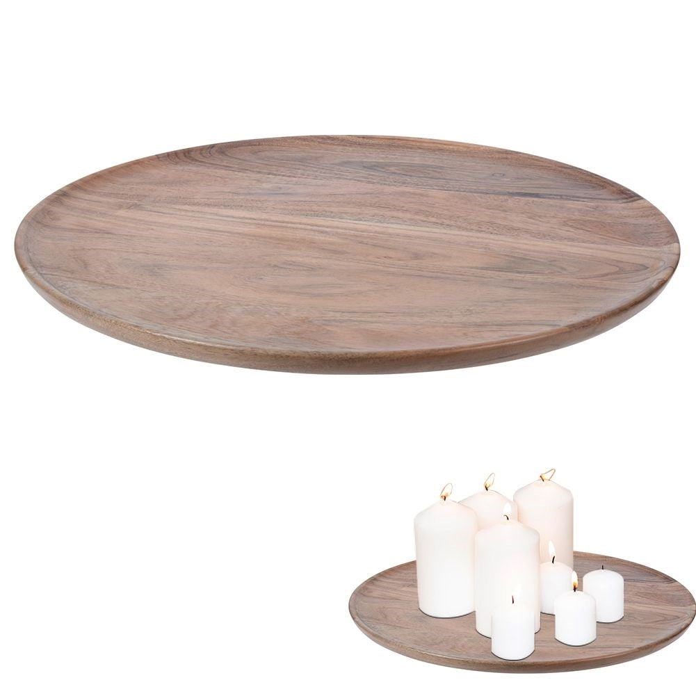 Round acacia tray - stylish decoration and light base