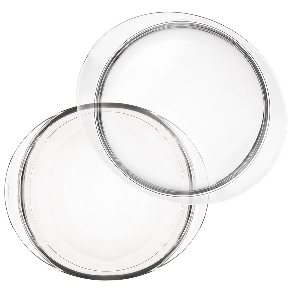 Round baking dish with lid, durable borosilicate glass, dishwasher safe