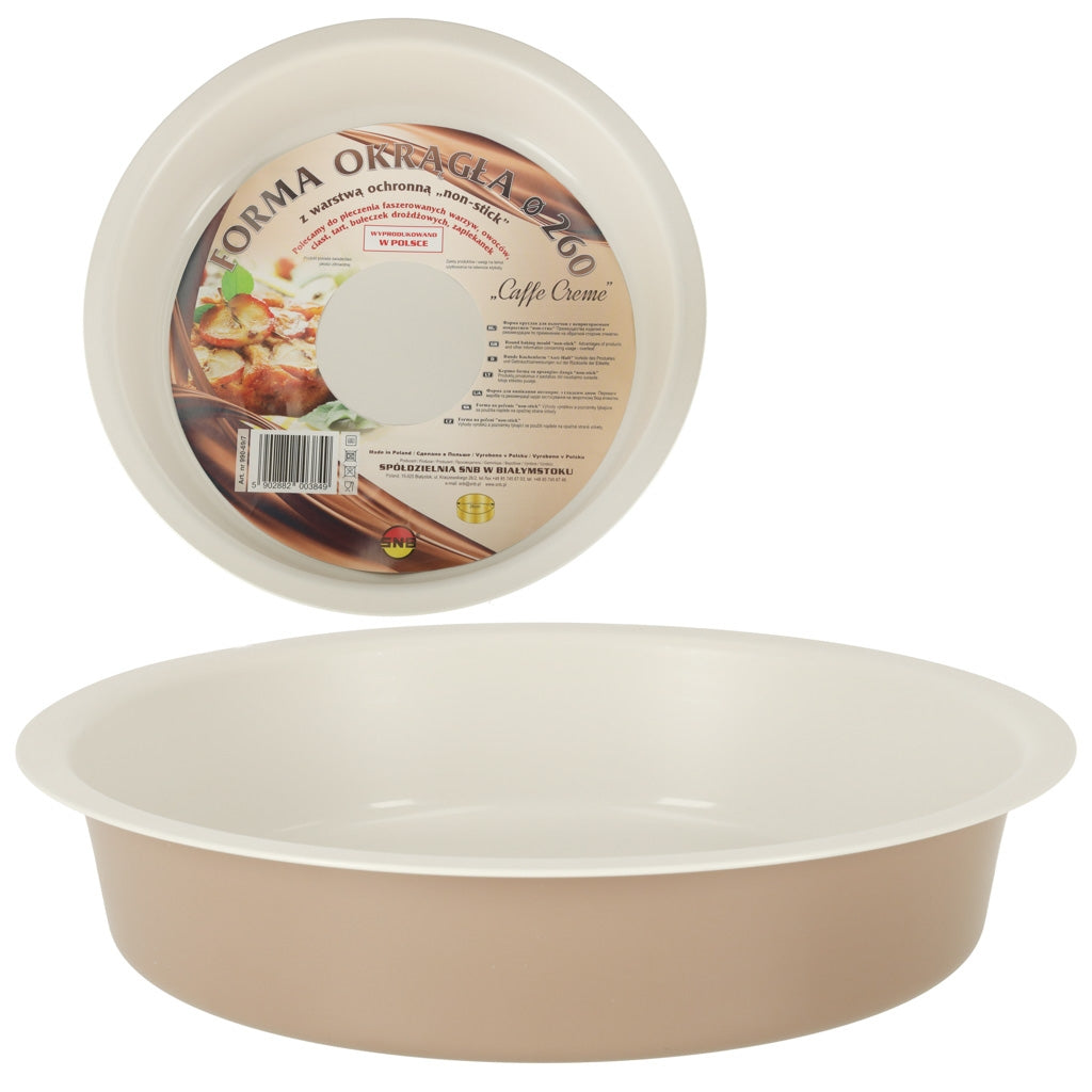 Round baking tin for tarts, guiche 26cm brown