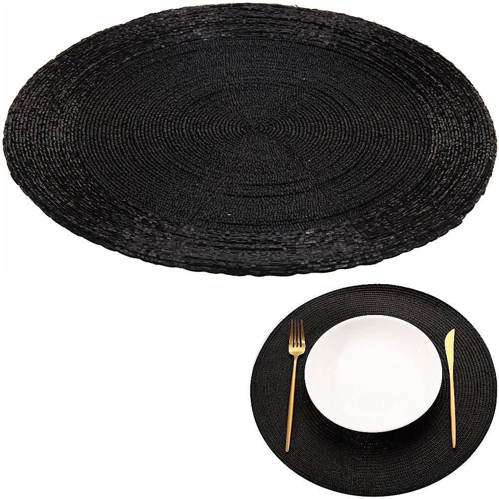 Round black pearl coaster 30 cm - protects and decorates the table