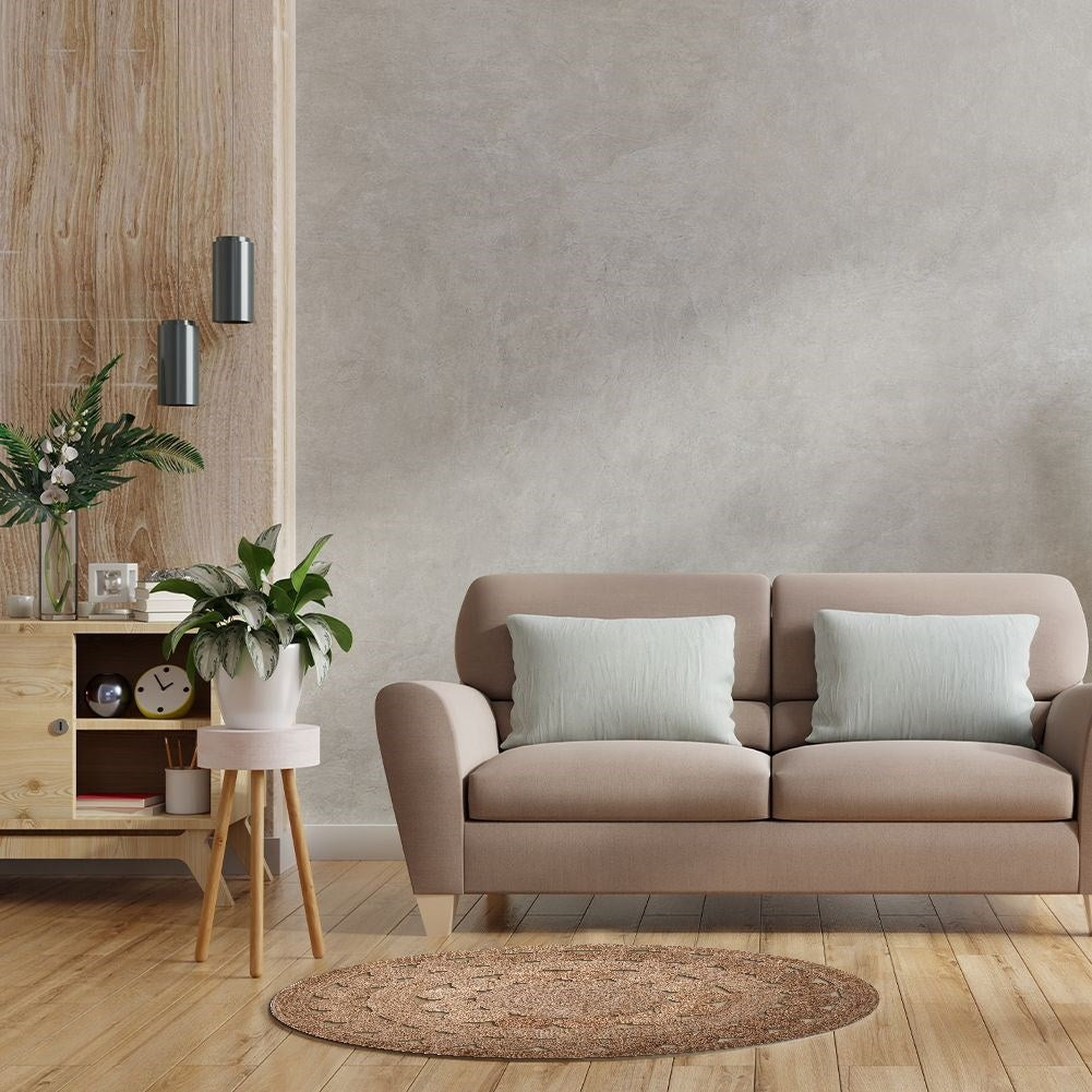 Round boho rug 150 cm, handwoven jute - inside/outside