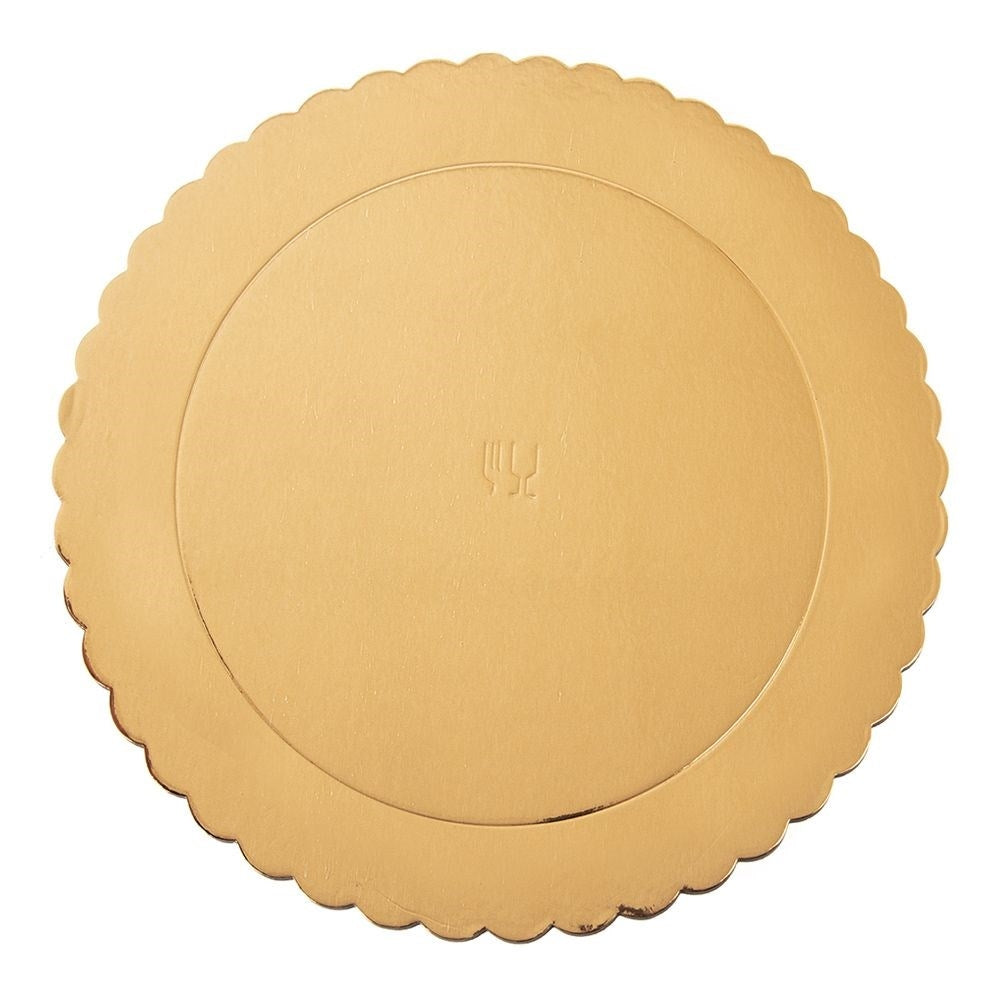 Round cake tray 26 cm in gold with folded edges