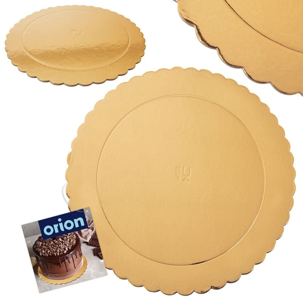 Round cake tray 26 cm in gold with folded edges