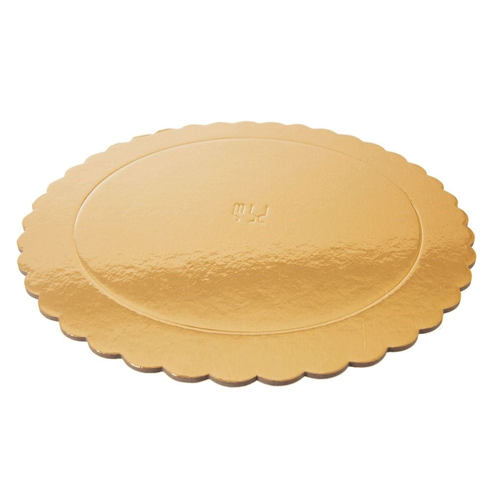 Round cake tray 26 cm in gold with folded edges