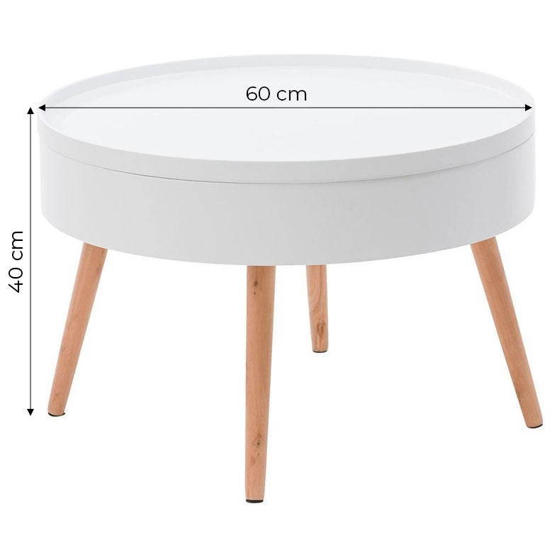 Round coffee table with storage, 60 cm
