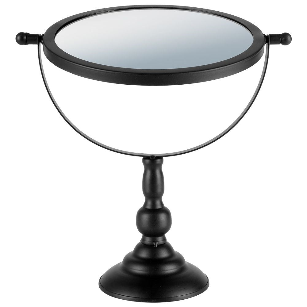Round cosmetic mirror with 360° rotation and stable base