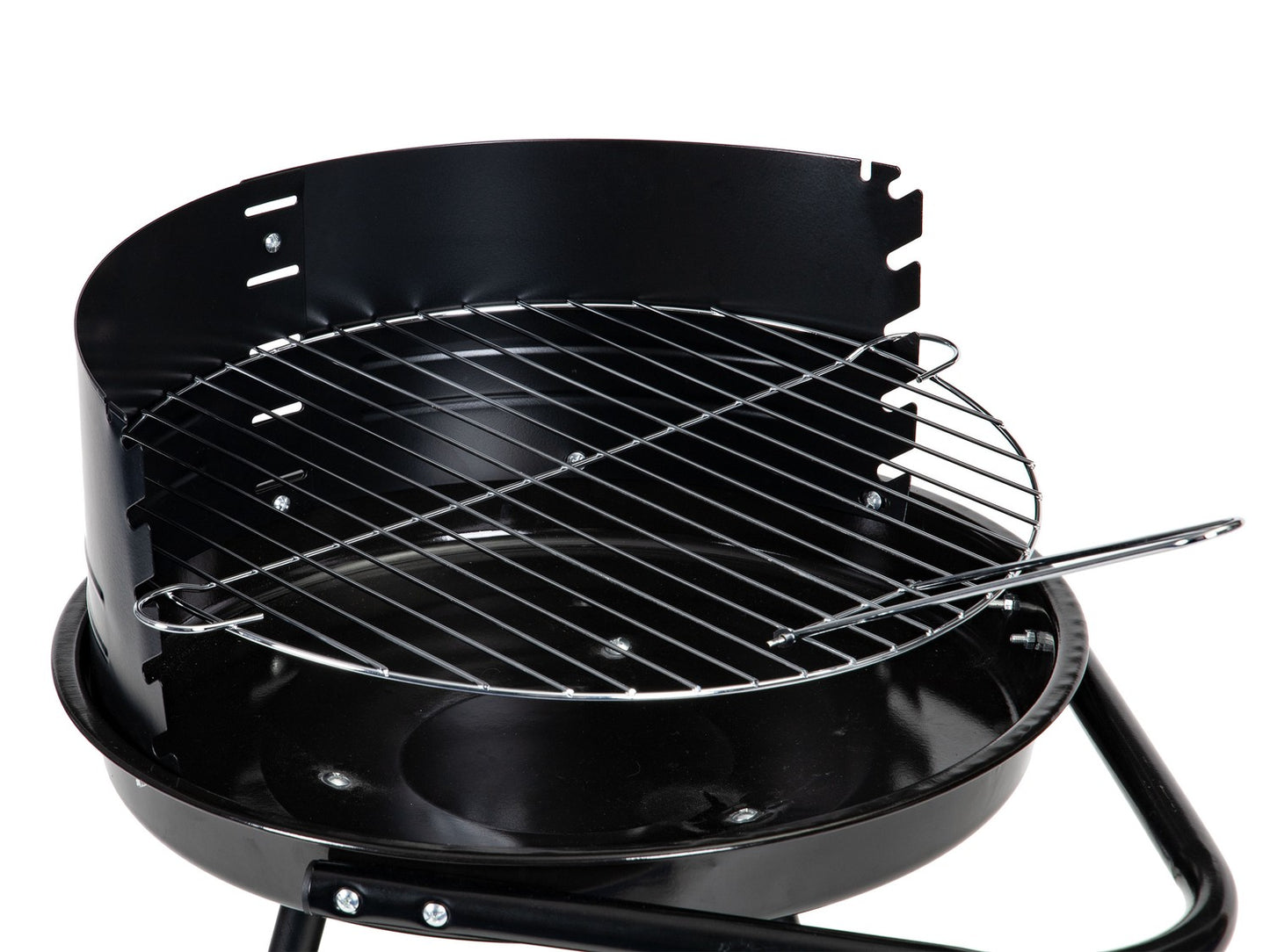 Round garden grill with adjustable grate height