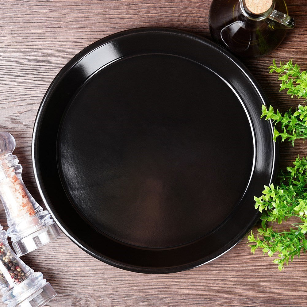 Round grill plate in carbon steel with non-stick coating