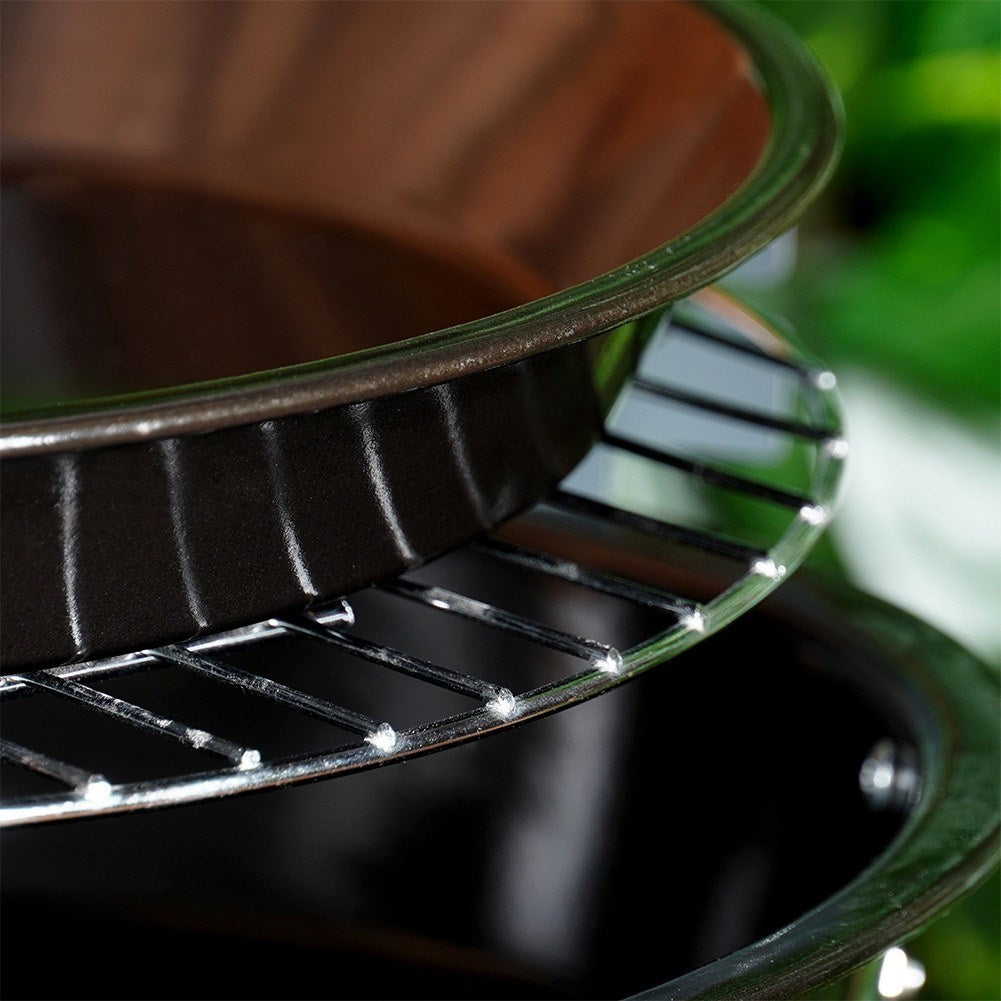 Round grill plate in carbon steel with non-stick coating