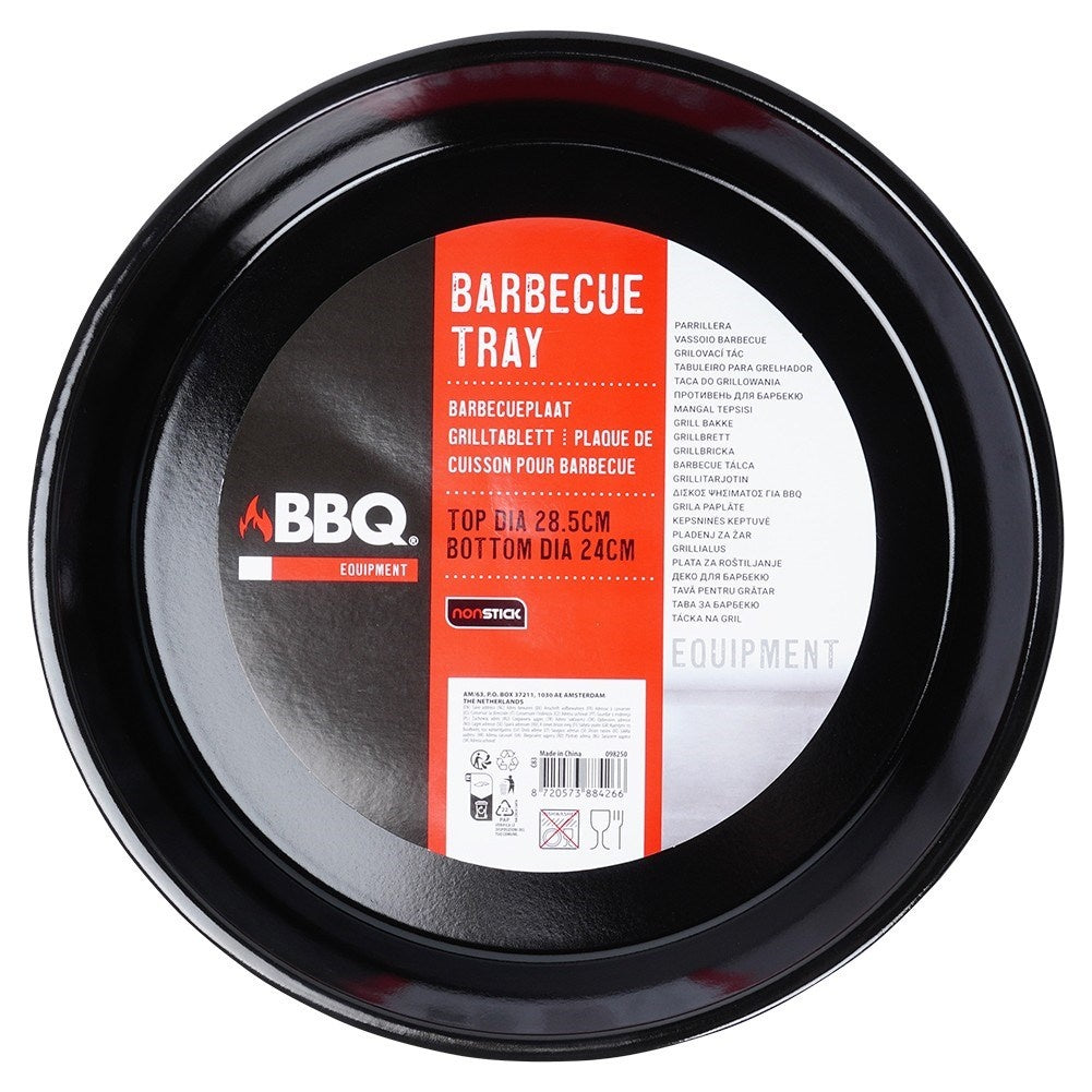 Round grill plate in carbon steel with non-stick coating