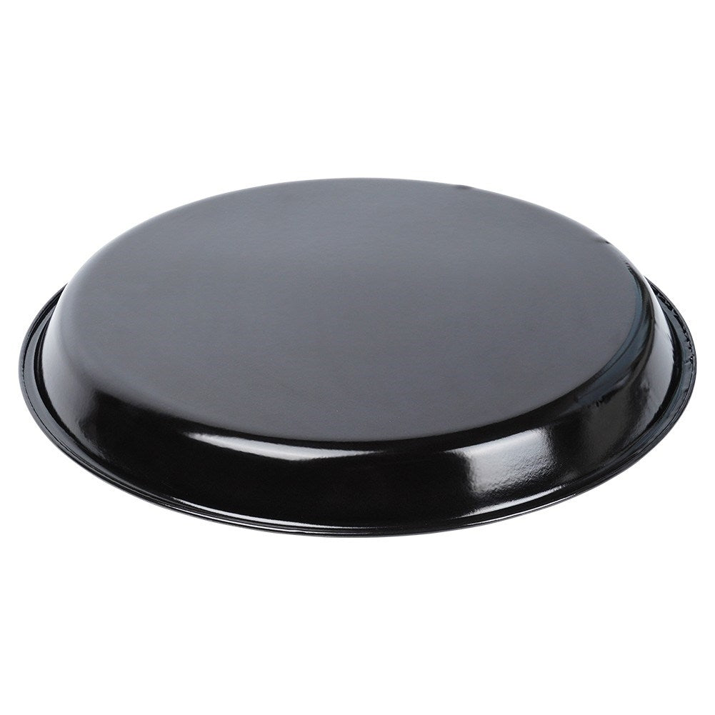 Round grill plate in steel with non-stick coating. Perfect for grilling, roasting meat and baking in the oven.round grill plate, non-stick grill plate, steel grill plate, grilling, meat baking, baking in the ovenRound steel grill plate with non-st